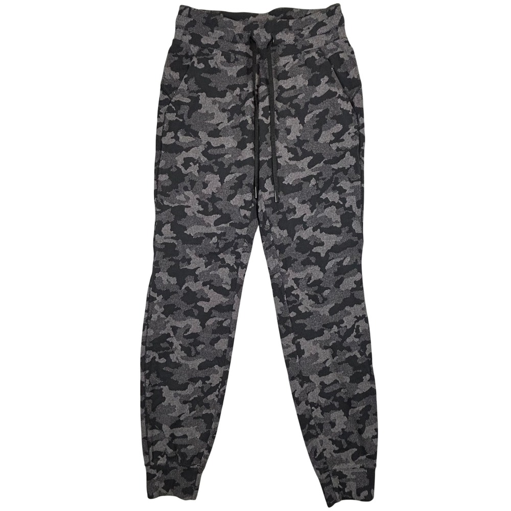 Lululemon Camo Print Jogger Pants Womens Size 4 Black Grey‎ Athleisure